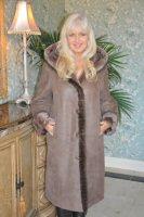 That Touch Of Mink Hooded Spanish Merino Shearling Sheepskin Coat