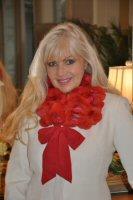 Brilliant Red Rex Rabbit Waffle Scarf/Collar With Chiffon Ties