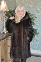 Susan Mahogany Hooded Longhair Mink Stroller