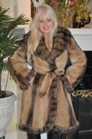 Gold Semi Sheared Mink With Sable Trim