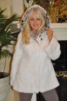 Lynx In The Snow White Mink Jacket With Lynx Lined Hood