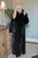 Monroe Black Fully Let Out Mink Coat With Fox Tuxedo Trim
