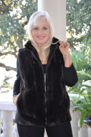 Stella Brown Reversible Sheared Beaver And Leather Vest