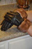 Brown Leather Gloves With Whiskey Mink Trim