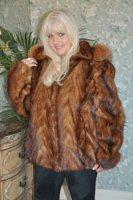 Whiskey Chevron Mink Parka