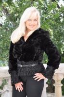 Sweet Baby Black Sheared Mink Section Hooded Jacket With Persian Lamb Trim