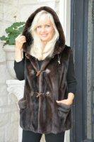 Ms. Jazlyn Mahogany Female Hooded Mink Fur Vest