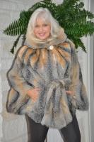 Dramatic Grey Fox Hooded Poncho