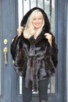 Sweet Marissa Mahogany Mink Hooded Cape