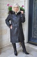 Cozy Village Shopper Hooded Expresso Brown Spanish Merino Hooded Shearling Sheepskin Coat