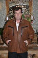 Whiskey Brown Spanish Merino Shearling Sheepskin Coat - Size L