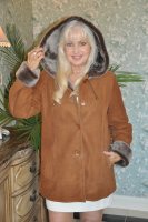 Joliet Hooded Spanish Merino Shearling Sheepskin Jacket - Size 8