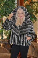 Emily Chinchilla Pattern Rex Rabbit Hooded Jacket