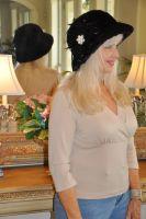Black Mink Hat With Feather Broche