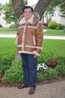 Fur Out Seam Shearling Sheepskin Jacket With Raccoon Trimmed Hood