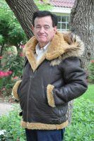 B-3 Bomber Jacket With Detachable Hood With Raccoon Fur Trim