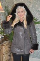 Ariel Soft Brown Nubuck Hooded Fully Toscana Sheepskin Jacket - Size 6