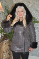 Ariel Soft Brown Nubuck Hooded Fully Toscana Sheepskin Jacket - Size 6
