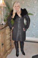 Prudence Dark Brown Hooded Nubuck Spanish Merino Fully Toscana Sheepskin Coat - Size 8