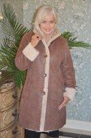 Dusty Rose Nubuck Spanish Merino Shearling Sheepskin Coat - Size 8