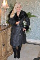 Bristol Black Nubuck Spanish Merino Shearling Sheepskin Coat With Toscana Hood - Size 8