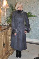 Ashlan Slatel Grey Nubuck Spanish Merino Shearling Sheepskin Coat - Size 8