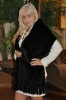 Rose Garden Black Knitted Mink Stole/Shawl With Rosettes And Tendrils