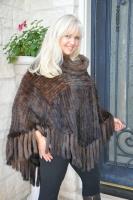 Great Poncho/Cape Mahogany Knitted Mink