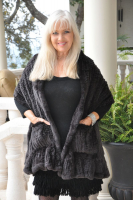 Pocket Knitted Shawl in Chocolate