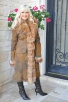 Toffee Treat  Spanish Merino Shearling Sheepskin Coat With Matching Fox Trim - Sizes 4 And 8