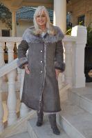 Darling Taupe Hooded Fully Toscana Sheepskin Coat - Sizes 14, 16 and 18