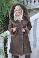 Teddy Bear Delight Hooded Full Toscana Shearling Sheepskin Coat - Size 8