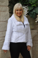 Pretty Girl White Mink With Sheared Beaver Trim