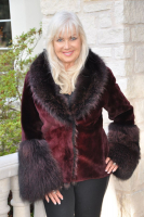 Bianca Burgandy Sheared Beaver With Fox Trim