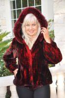 Garnet Treasure Hooded Sheared Beaver With Fox Trim