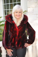 Garnet Treasure Hooded Sheared Beaver With Fox Trim