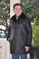 Lincoln Rugged Black Leather Shearling Sheepskin Coat - Size L