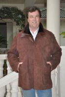 Suede Brown Double Collar Shearling Sheepskin Coat And Storm Flap Closure - Size 2X