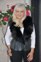 Black/Blue Foxy Fashion Fur Vest With Midnight Black Fox Collar - Size 10