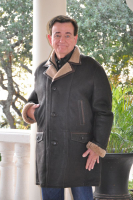 Montana Rancher Rugged Castano Zip Closure With Storm Flap and Notch Collar Shearling Sheepskin Coat