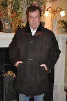 Santa Fe Brown Napa Shearling Sheepskin Coat With Zipper and Storm Flap Closures - Sizes M, L and XL