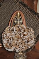 Multi Color Beige Rabbit Fur Rose Handbag