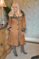Caramel Parfait Hooded Toscana Sheepskin Coat With Toscana Interior and Trim - Sizes 2 and 4