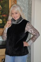 So Pretty Sheared Beaver Fur Vest With Chinchilla Fur Trim