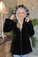 Keep Me Warm Black Sheared Beaver Parka With Chinchilla Trimmed Hood