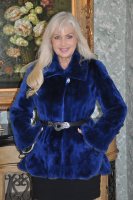 Sapphire Ice Sheared Beaver Jacket With Mink Trim