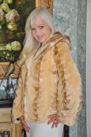 Golden Sunset Hooded Section Mink Jacket - Size 8