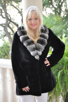 Winter Treat Onyx Sheared Beaver With Natural Chinchilla Shawl Collar