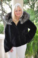 Rhoda Onyx Sheared Hooded Beaver Parka With Silver Fox