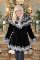 Sweet Silver Fox Trimmed Black Sheared Beaver Coat